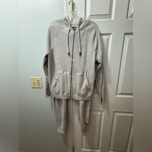 Williams & Kent Cotton/Cashmere Ribbed Full Zip Hoodie and Pant SET Size Large